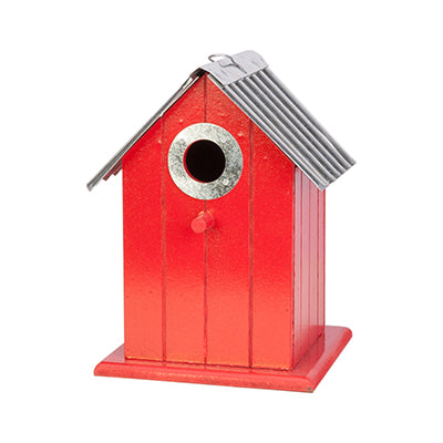 Colorful Bird House with Corrugated Metal Roof