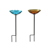 Flower Glass Bird Bath Yard Stake Assortment