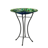 Peacock Glass Bird Bath