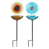 Flower Glass Bird Bath with Yard Stake