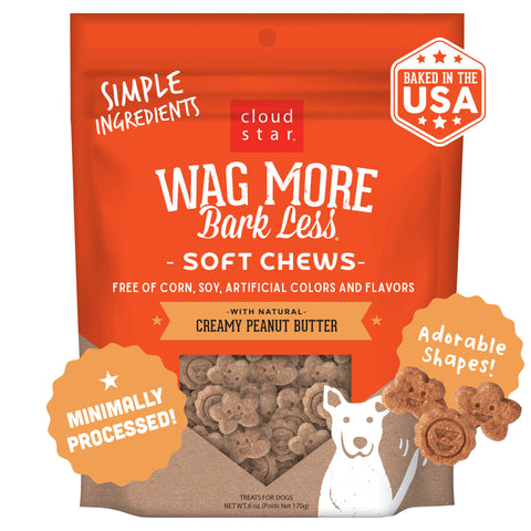 Wag More Bark Less Soft Chews Dog Treats - Creamy Peanut Butter