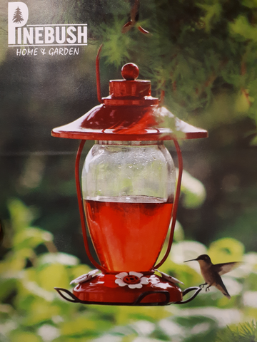 28 Oz Lantern Style Glass Hummingbird Feeder