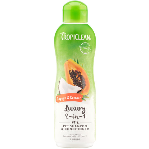 TropiClean Papaya and Coconut Luxury 2-in-1 Shampoo/Conditioner for Pets